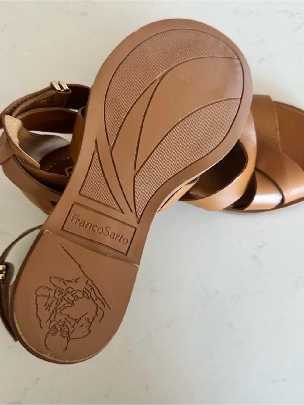 Franko Sarto Women’s Tan Ankle-Strap Leather Sandals - Picture 4 of 4